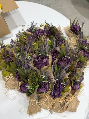 Rustic Lavender Purple Faux Peony Bouquet - Home Accents